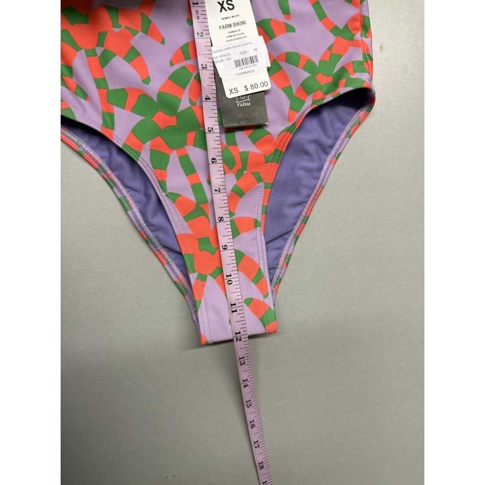 Adidas x FARM Rio Tropical Palm Tree Bikini Set Purple Green Orange XS NWT - Picture 5 of 12